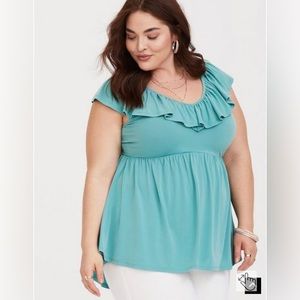 Torrid V-Neck Ruffle Babydoll Tank Top